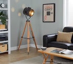 Ahoy Floor Lamp - Natural Wood, Antique Metal