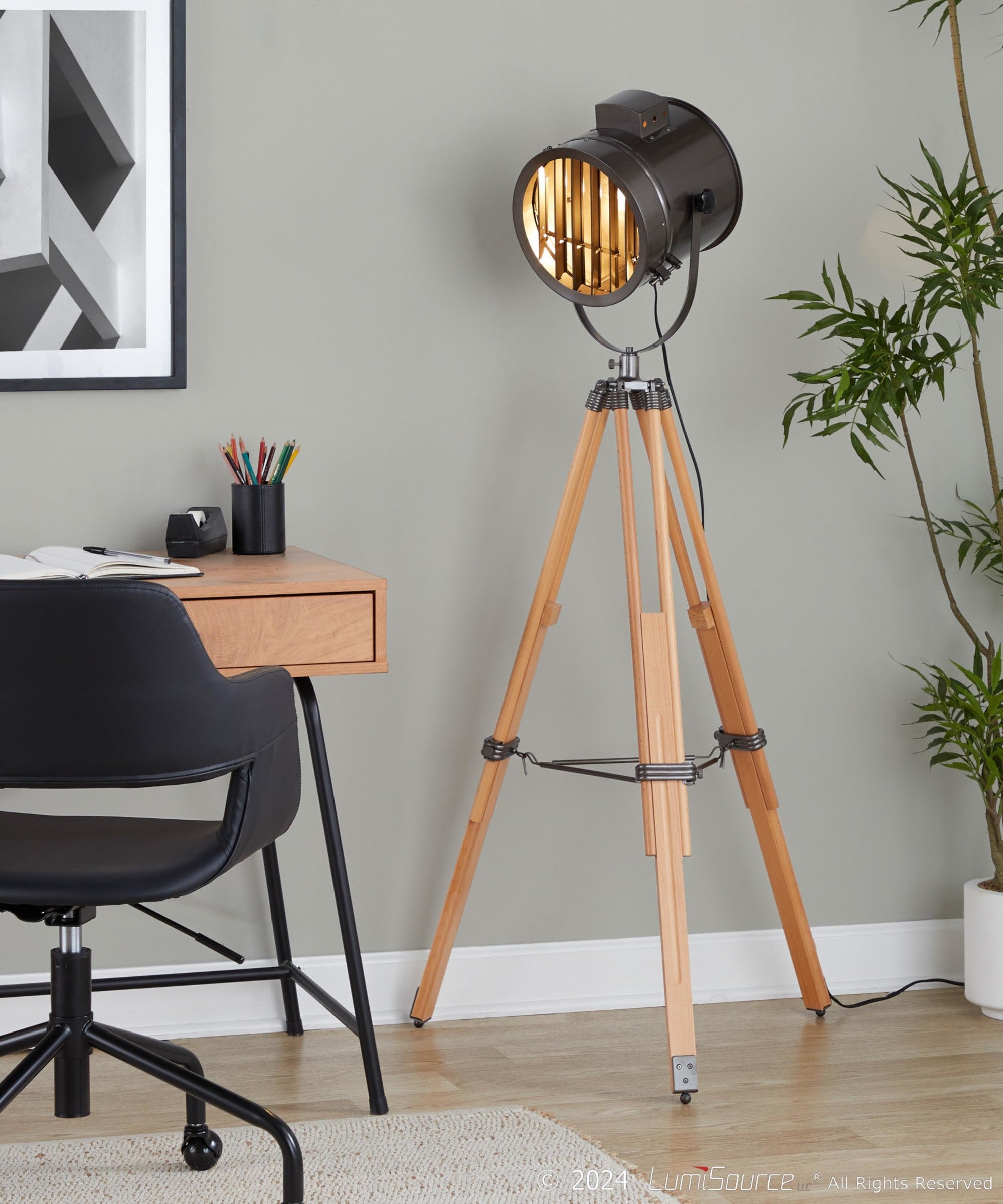 Ahoy Floor Lamp - Natural Wood, Antique Metal