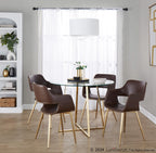 Margarite Dining Chair - Set of 2 - Gold Metal, Espresso PU