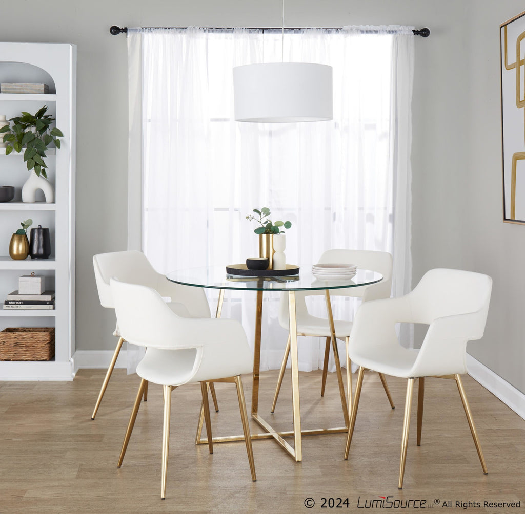 Margarite Dining Chair - Set of 2 - Gold Metal, White PU