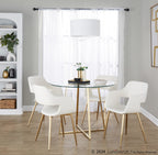 Margarite Dining Chair - Set of 2 - Gold Metal, White PU