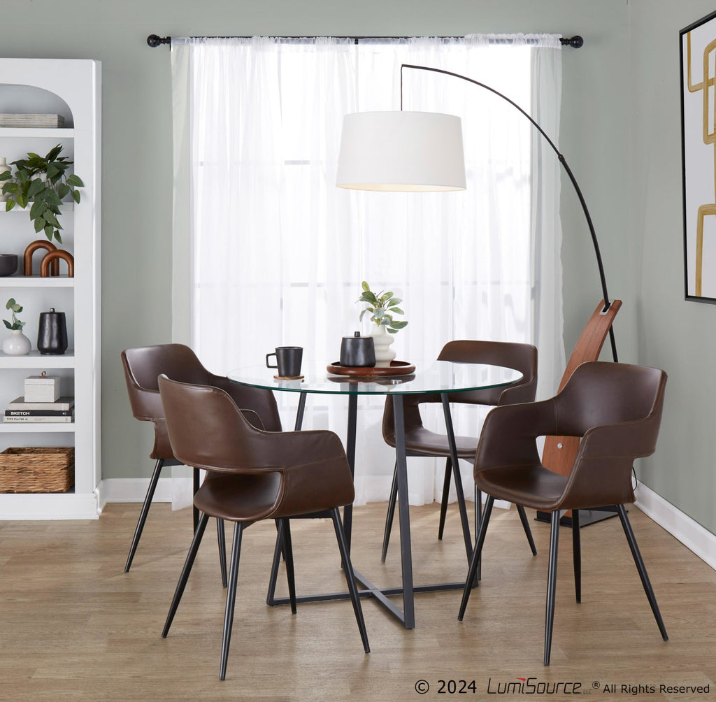 Margarite Dining Chair - Set of 2 - Black Metal, Espresso PU
