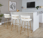 Cinch Claire 30" Fixed-Height Barstool - Set of 2 - Gold Metal, White PU
