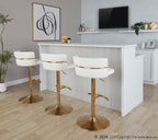 Cinch Adjustable Barstool - Set of 2 - Gold Metal, White PU