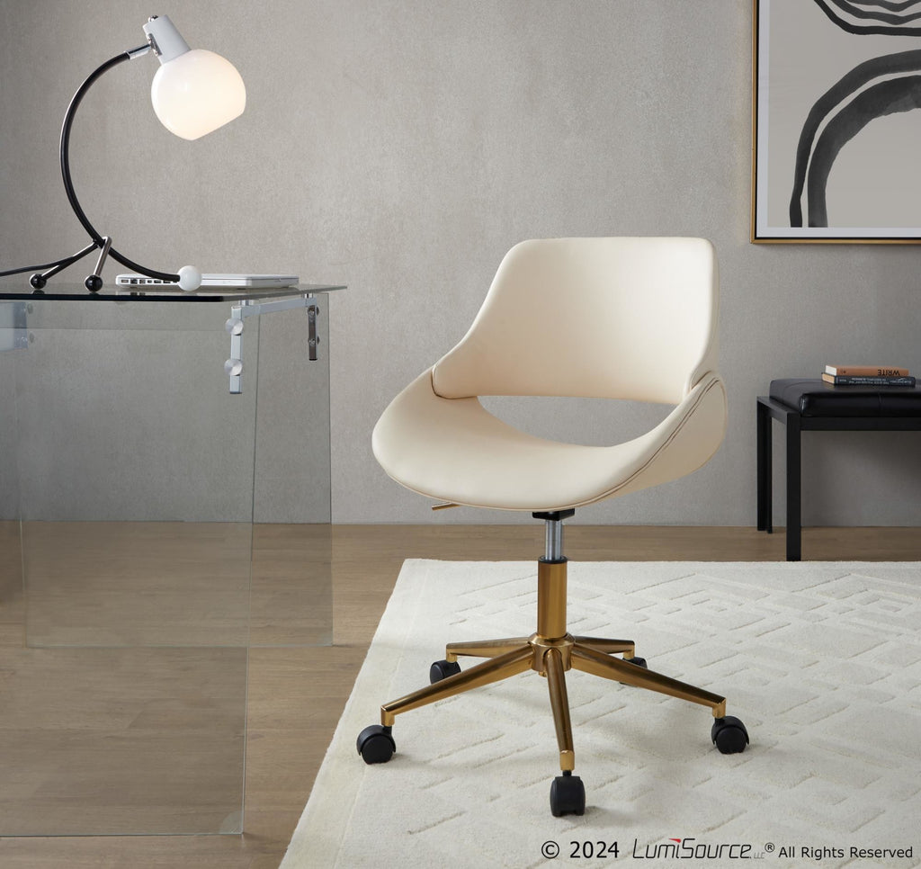 Fabrico Office Chair - Gold Metal, Cream PU