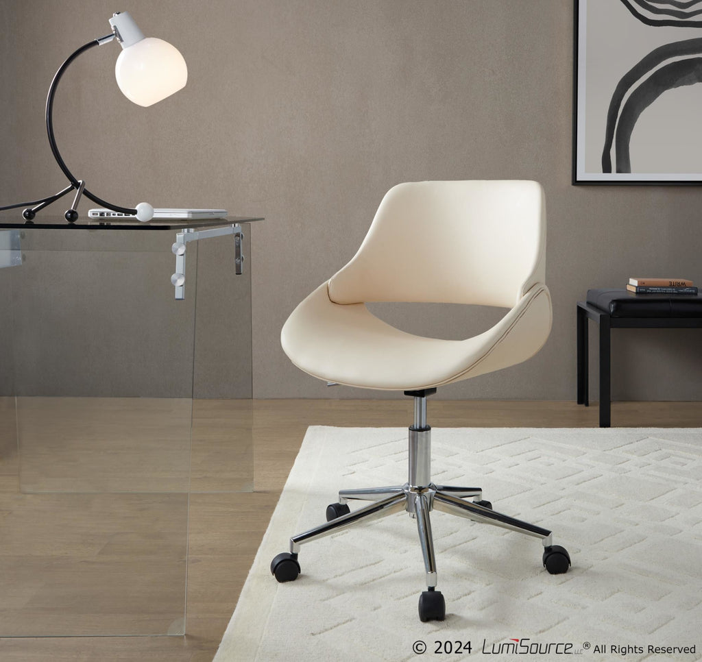 Fabrico Office Chair - Chrome Metal, Cream PU