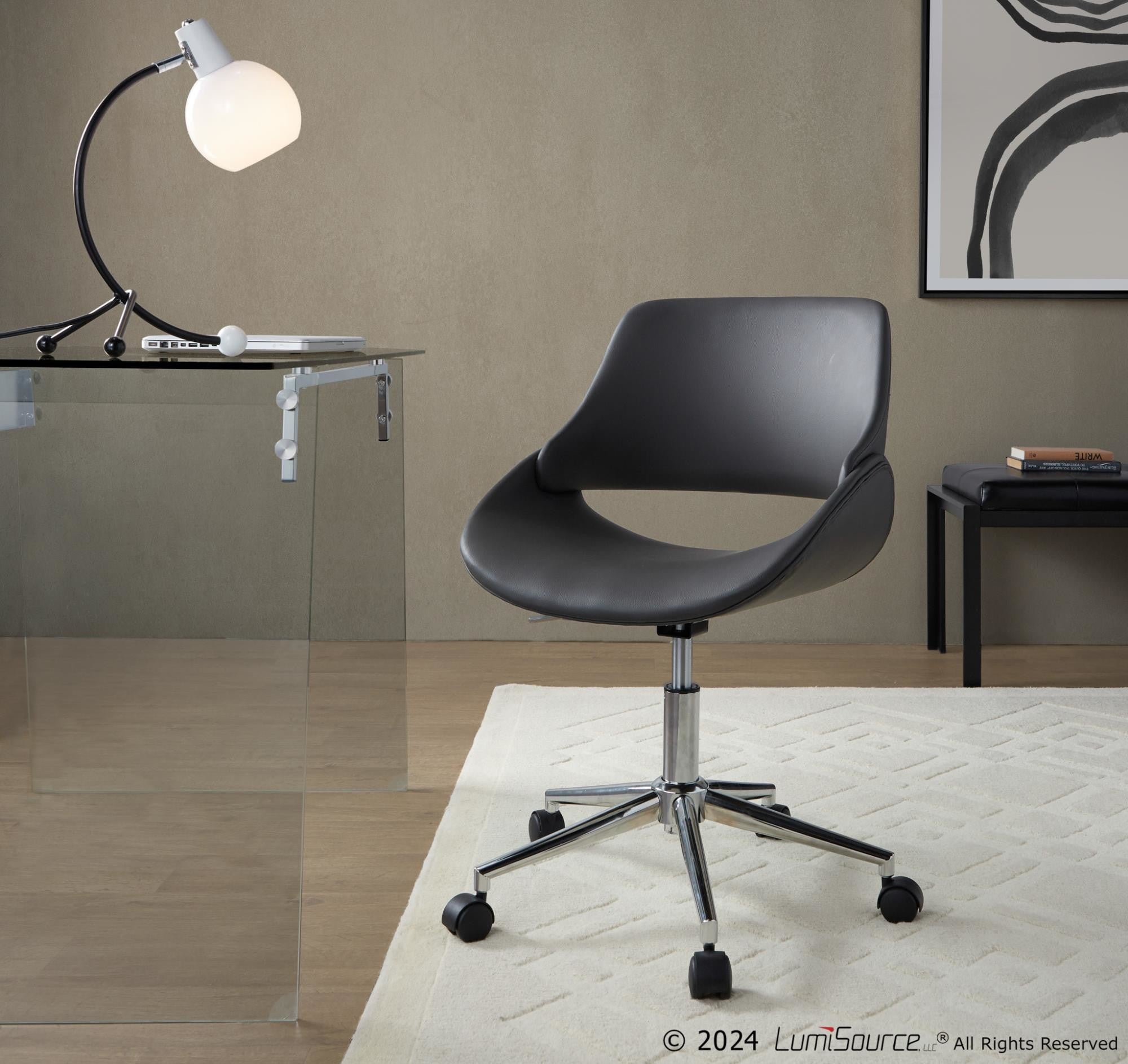Fabrico Office Chair - Chrome Metal, Grey PU