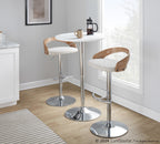Grotto Adjustable Barstool - Chrome Metal, Whitewashed Wood, Oat Fabric