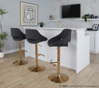 Fabrico Adjustable Barstool - Set of 2 - Gold Metal, Charcoal Fabric