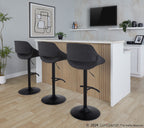 Fabrico Adjustable Barstool - Set of 2 - Black Metal, Charcoal Fabric