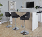 Fabrico Adjustable Barstool - Set of 2 - Chrome Metal, Charcoal Fabric