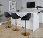 Fabrico Adjustable Barstool - Set of 2 - Gold Metal, Black PU