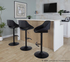 Fabrico Adjustable Barstool - Set of 2 - Black Metal, Black PU