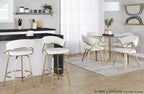 Jie 26" Fixed-Height Counter Stool - Set of 2 - Gold Metal, Cream Velvet