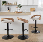 Grotto Adjustable Barstool - Set of 3 - Black Metal, Whitewashed Wood, Oat Fabric