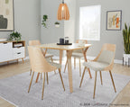Anabelle Chair - Set of 2 - Gold Metal, Natural Wood, Cream Fabric