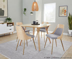 Anabelle Chair - Set of 2 - Gold Metal, Natural Wood, Grey Fabric