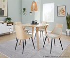 Anabelle Chair - Set of 2 - Black Metal, Natural Wood, Cream Fabric
