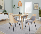 Anabelle Chair - Set of 2 - Black Metal, Natural Wood, Grey Fabric