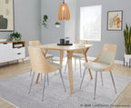 Anabelle Chair - Set of 2 - Chrome Metal, Natural Wood, Cream Fabric
