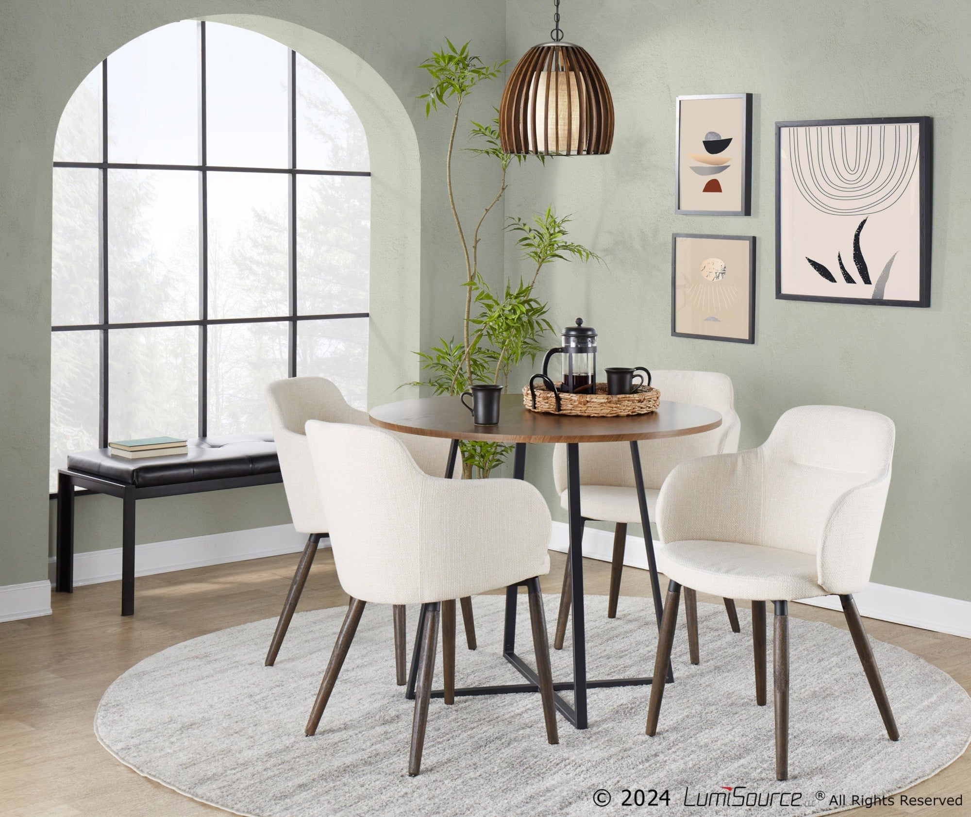 Cosmo Dining Table - Black Metal, Walnut Wood