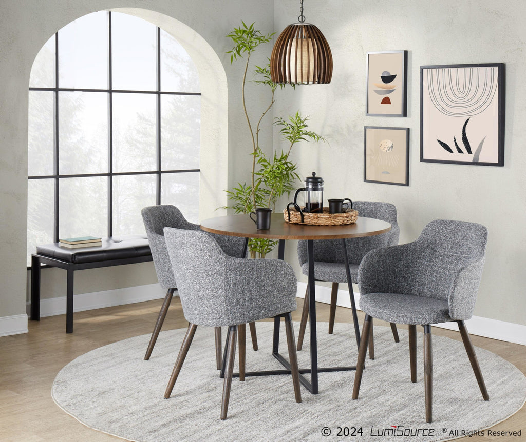 Boyne Chair - Set of 2 - Dark Walnut Wood, Dark Grey Fabric