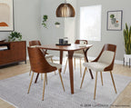 Anabelle Chair - Set of 2 - Gold Metal, Walnut Wood, Cream Fabric
