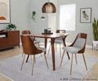Anabelle Chair - Set of 2 - Gold Metal, Walnut Wood, Grey Fabric