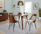 Anabelle Chair - Set of 2 - Black Metal, Walnut Wood, Cream Fabric
