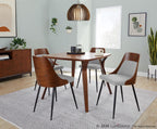 Anabelle Chair - Set of 2 - Black Metal, Walnut Wood, Grey Fabric
