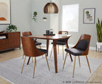 Anabelle Chair - Set of 2 - Gold Metal, Walnut Wood, Brown PU