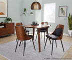 Anabelle Chair - Set of 2 - Black Metal, Walnut Wood, Brown PU