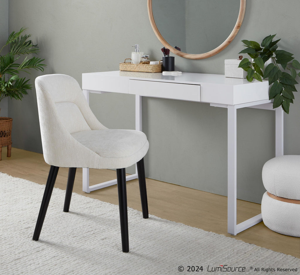 Rina Chair - Set of 2 - Black Wood, Cream Fabric