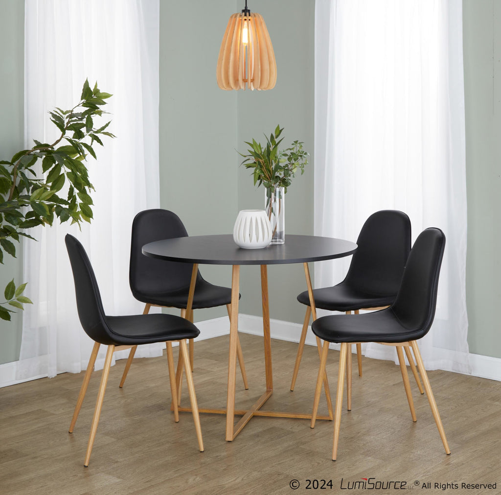 Cosmo Dining Table - Natural Wood Metal, Black MDF
