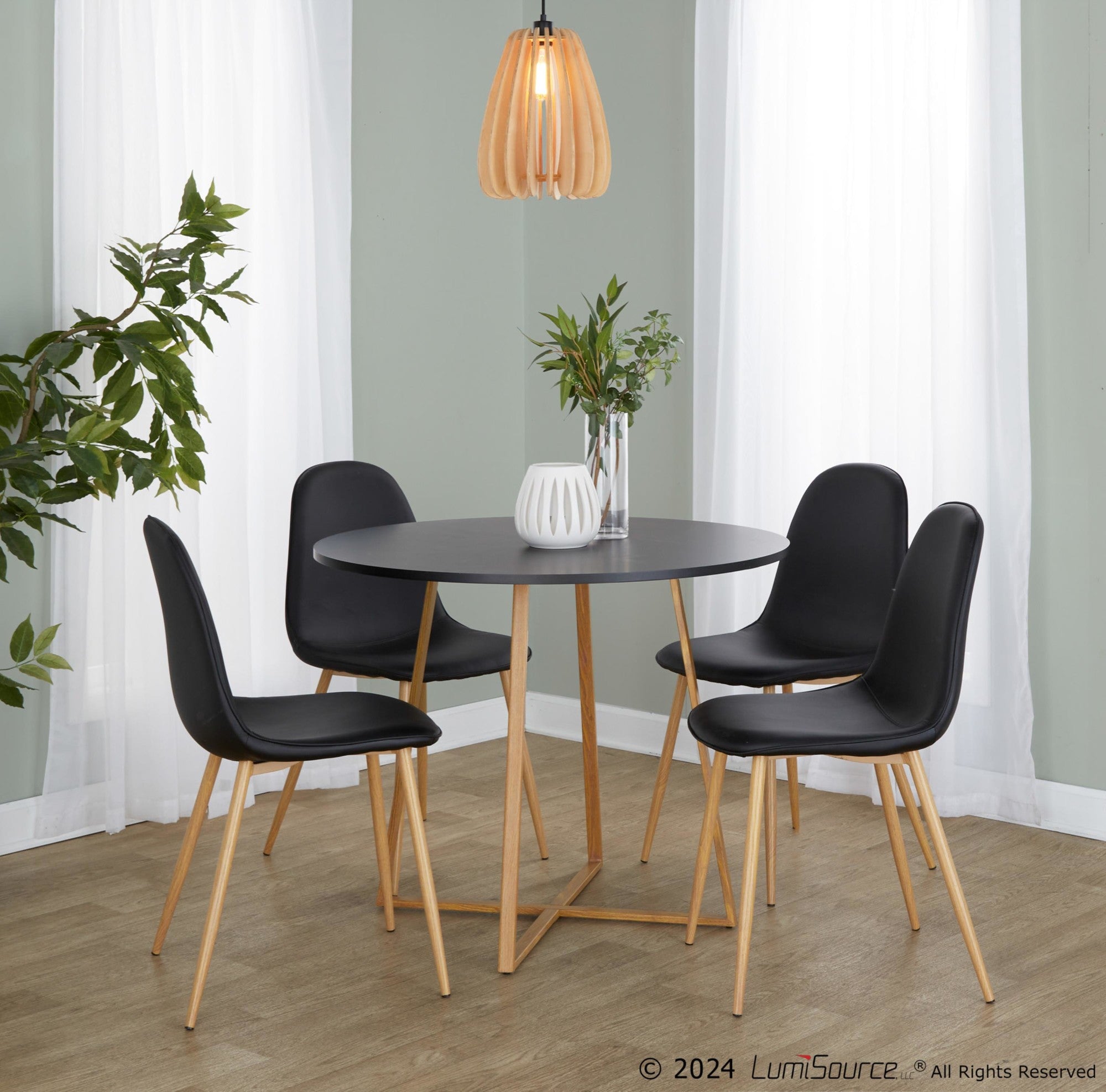 Cosmo Dining Table - Natural Wood Metal, Black MDF