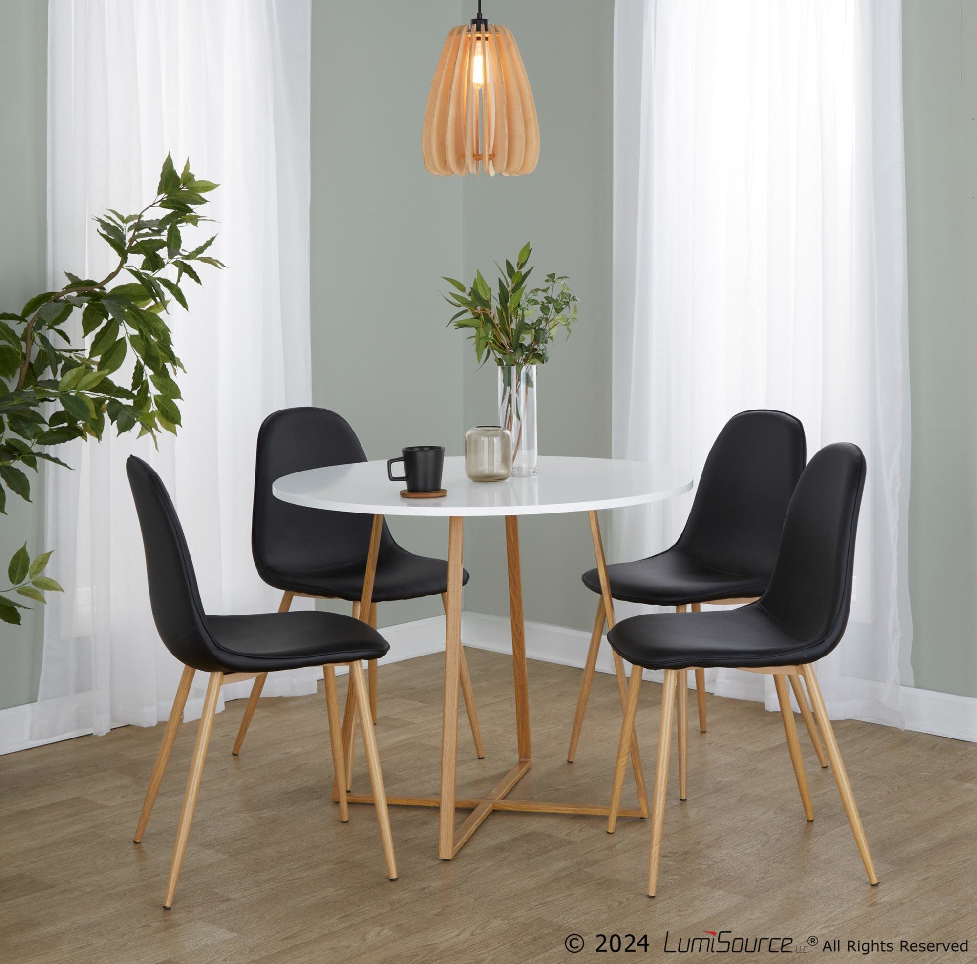 Cosmo Dining Table - Natural Wood Metal, White MDF