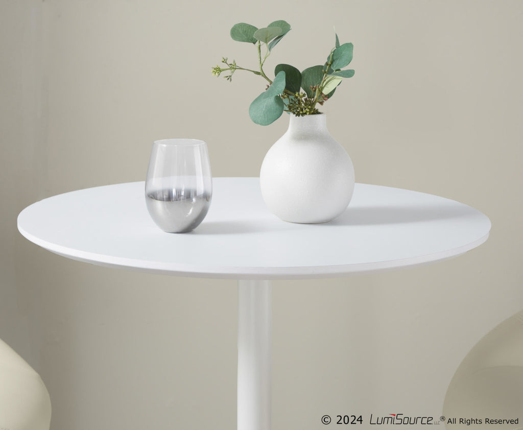 Pebble 3-Height Table - White Metal, White Mdf
