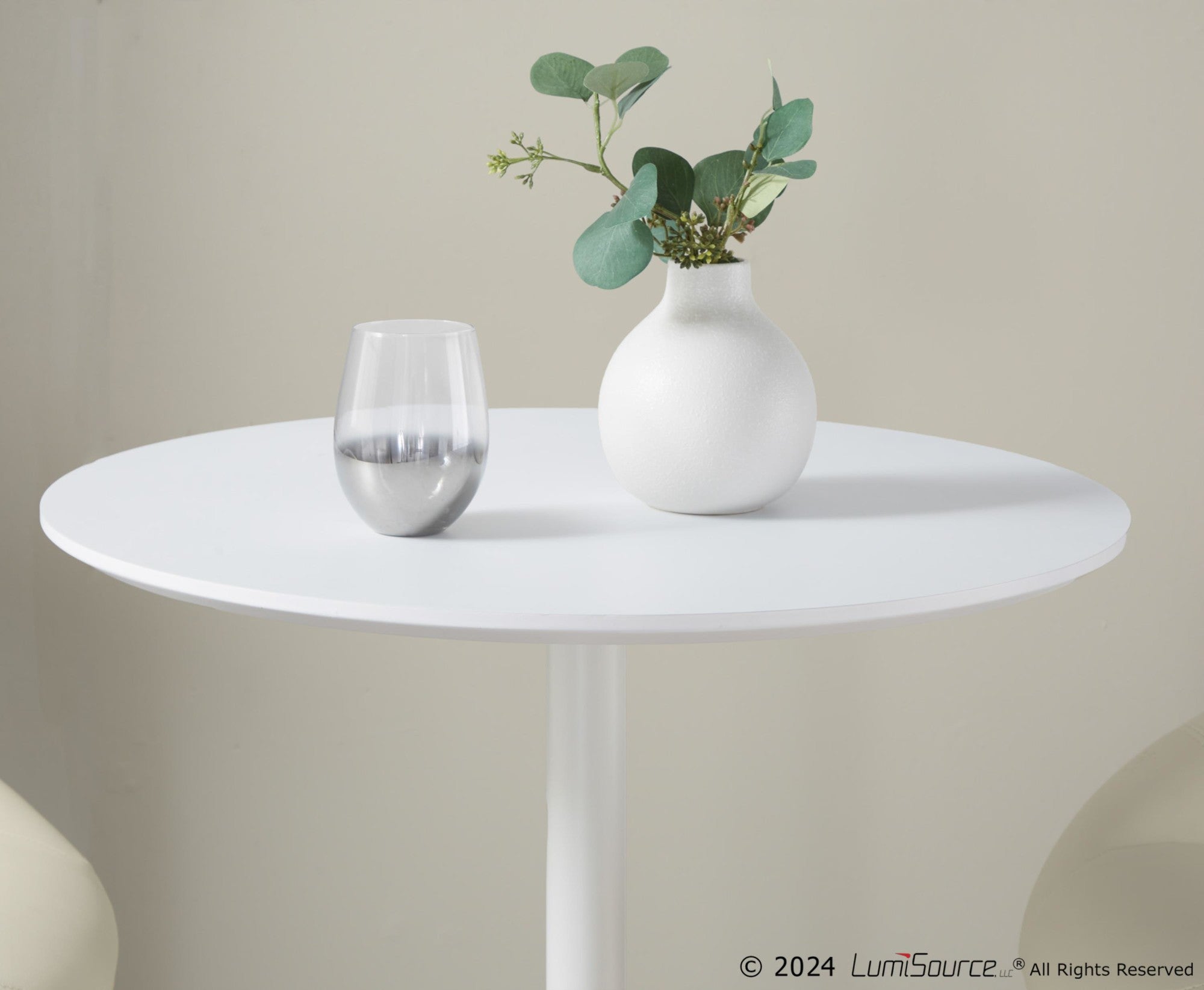 Pebble 3-Height Table - White Metal, White Mdf