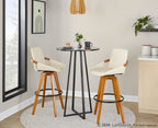 Cosmo 29" Fixed-Height Barstool - Walnut Bamboo, Cream PU, Black Metal
