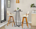 Cosmo 29" Fixed-Height Barstool - Walnut Bamboo, Cream PU, Black Metal