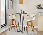 Oracle 29" Fixed-Height Barstool - Walnut Bamboo, Cream PU, Black Metal
