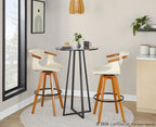 Oracle 29" Fixed-Height Barstool - Walnut Bamboo, Cream PU, Black Metal