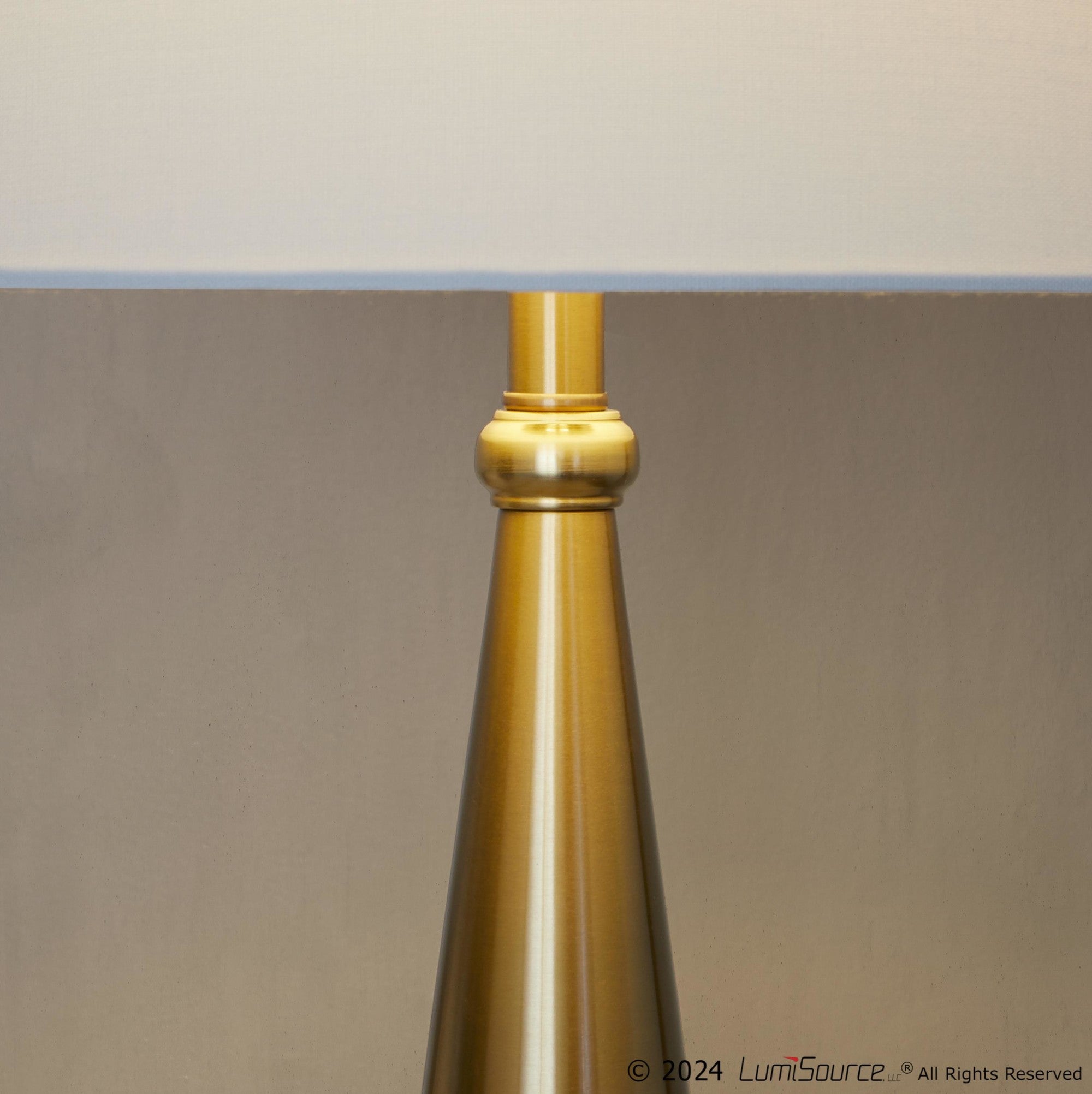 Cone 30" Metal Table Lamp - Set of 2 - Gold Metal, White Linen