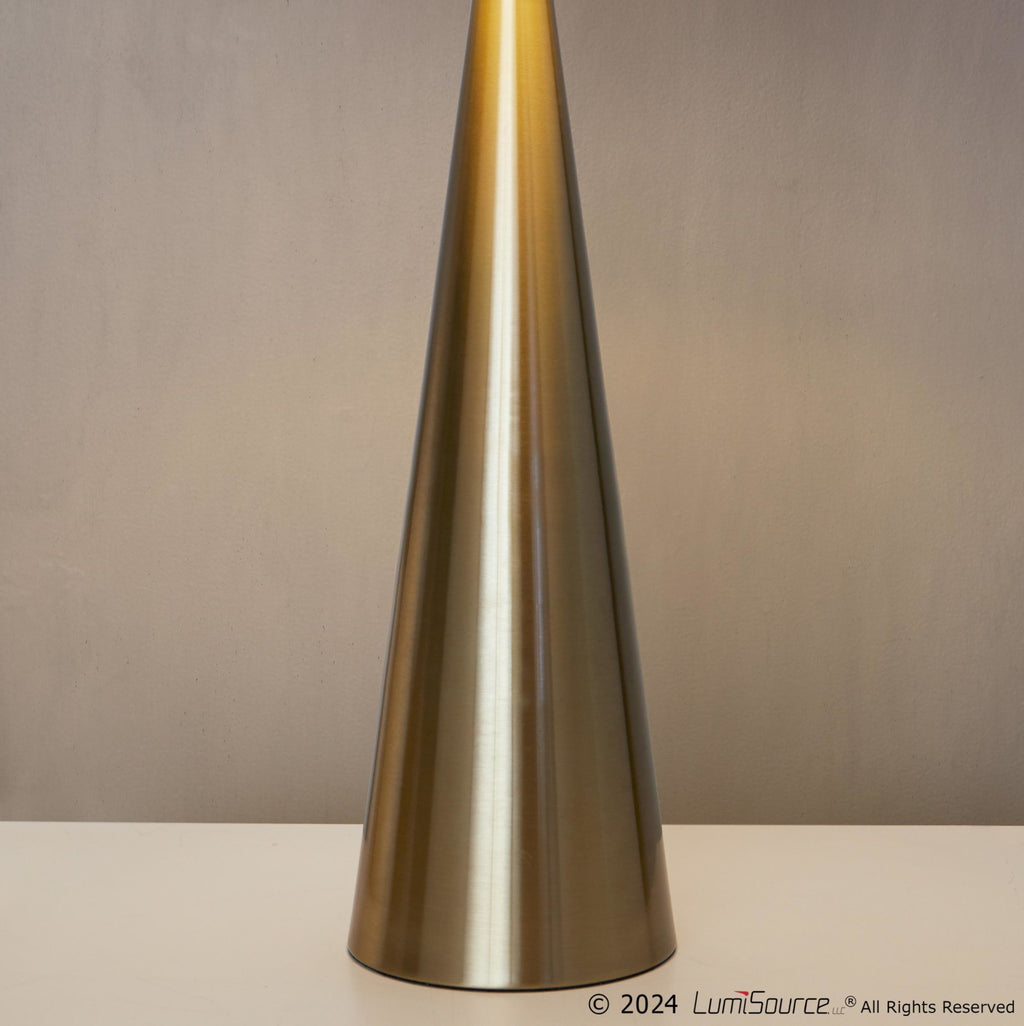 Cone 30" Metal Table Lamp - Set of 2 - Gold Metal, White Linen