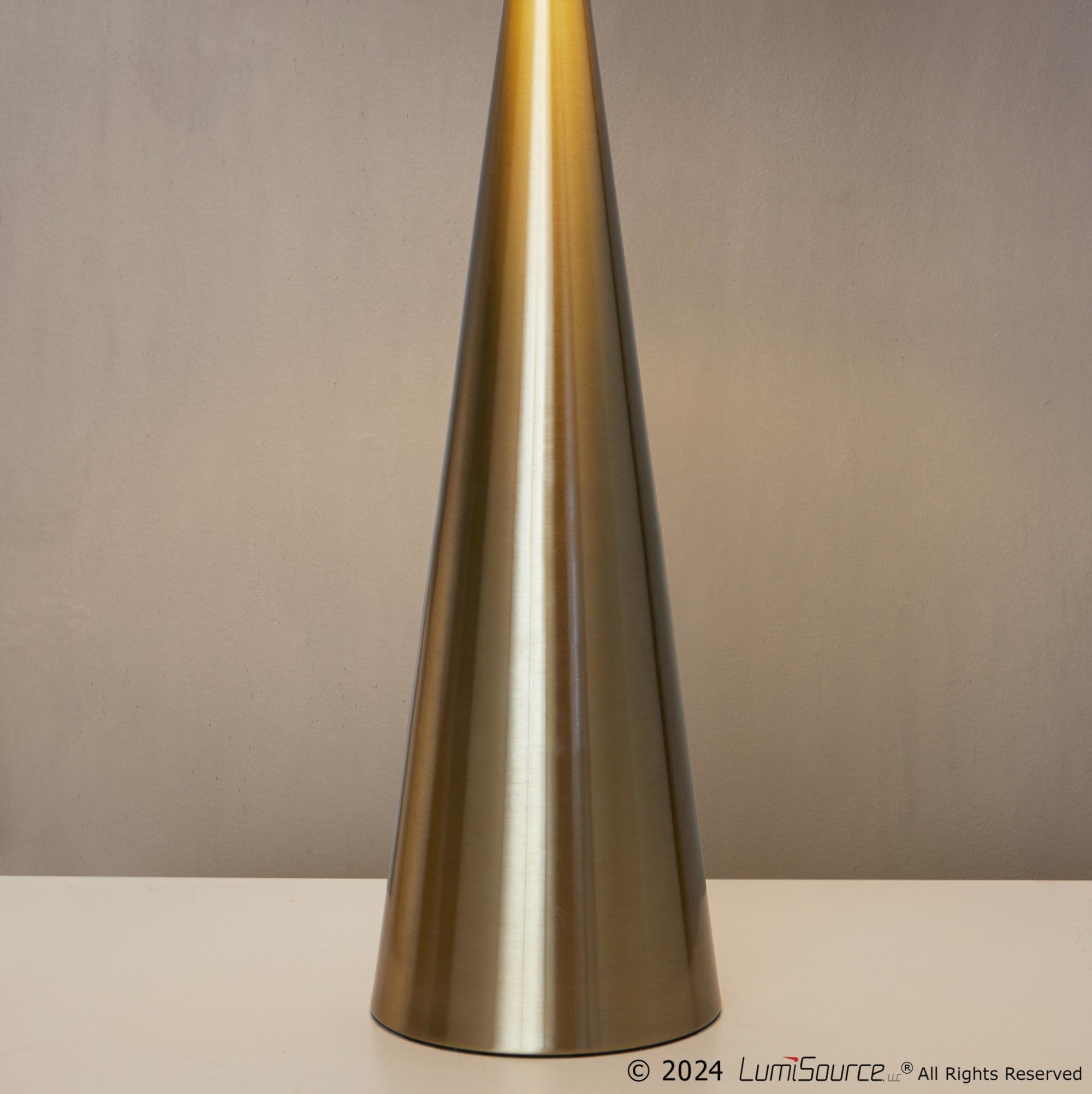 Cone 30" Metal Table Lamp - Set of 2 - Gold Metal, White Linen