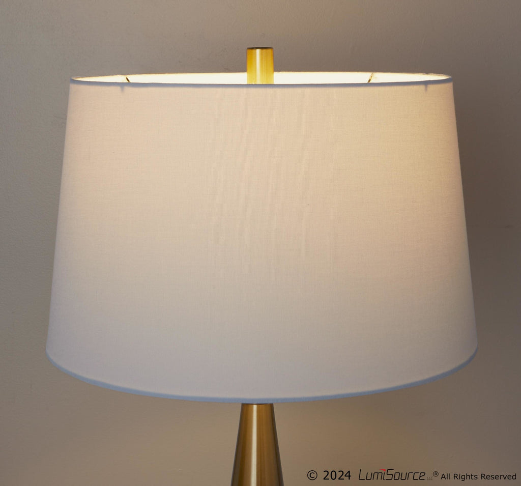 Cone 30" Metal Table Lamp - Set of 2 - Gold Metal, White Linen