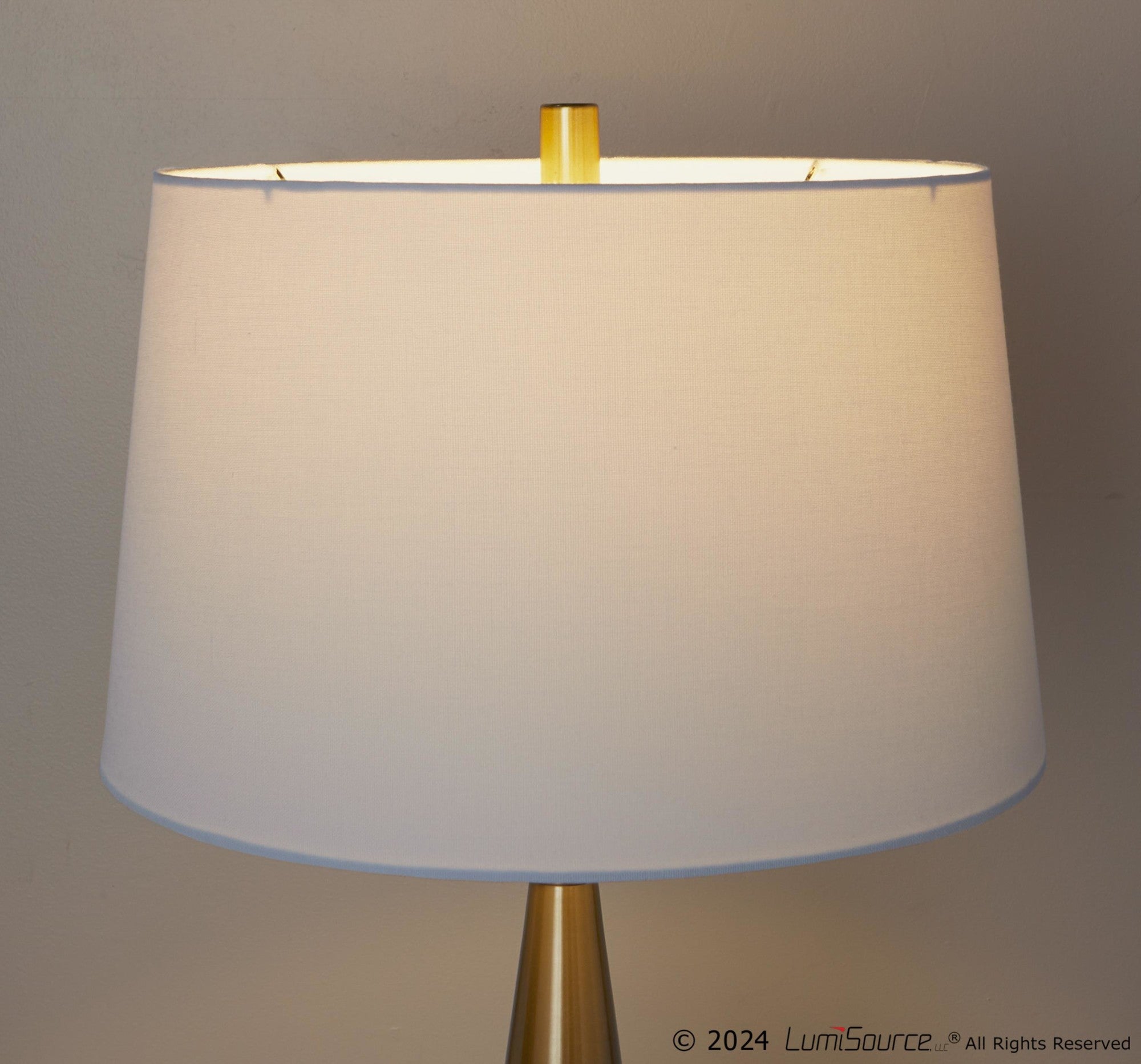 Cone 30" Metal Table Lamp - Set of 2 - Gold Metal, White Linen