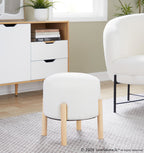 Michelle Terry Ottoman - Natural Wood, Cream Fabric