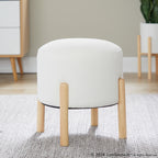 Michelle Terry Ottoman - Natural Wood, Cream Fabric