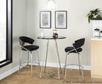 Cece Counter Table - Chrome Metal, Black Mdf